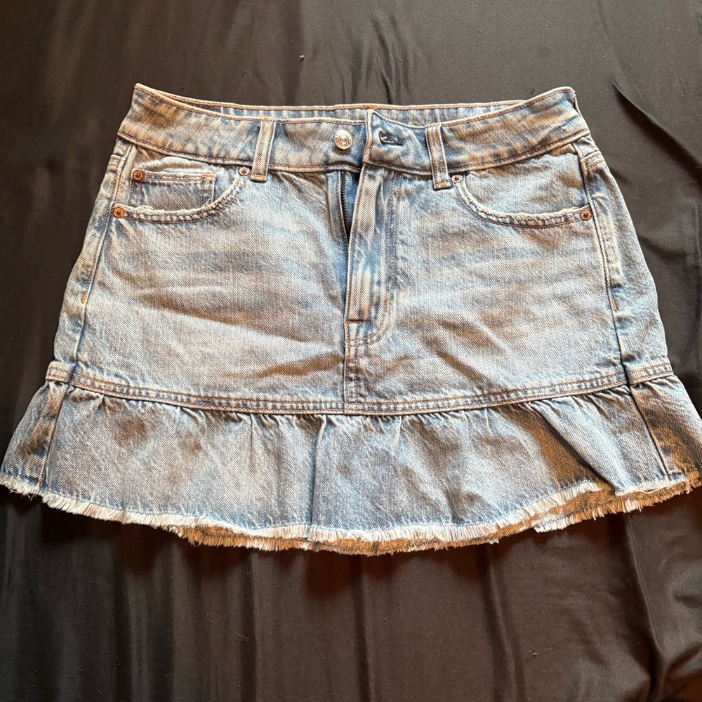 Vintage American Eagle Denim Skirt with Frayed Hem